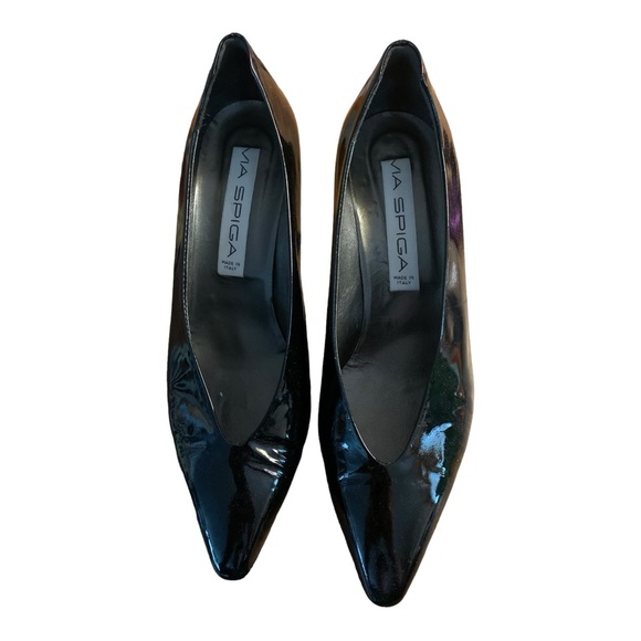 Via Spiga Patent Leather Pointed Toe 2 1/2 Heels women’s Black size : 8.5 Italy - Picture 8 of 10